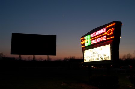 US-23 Drive-In Theater - A FLAWED ATTEMPT AT A NIGHT SHOT PHOTO FROM WATER WINTER WONDERLAND